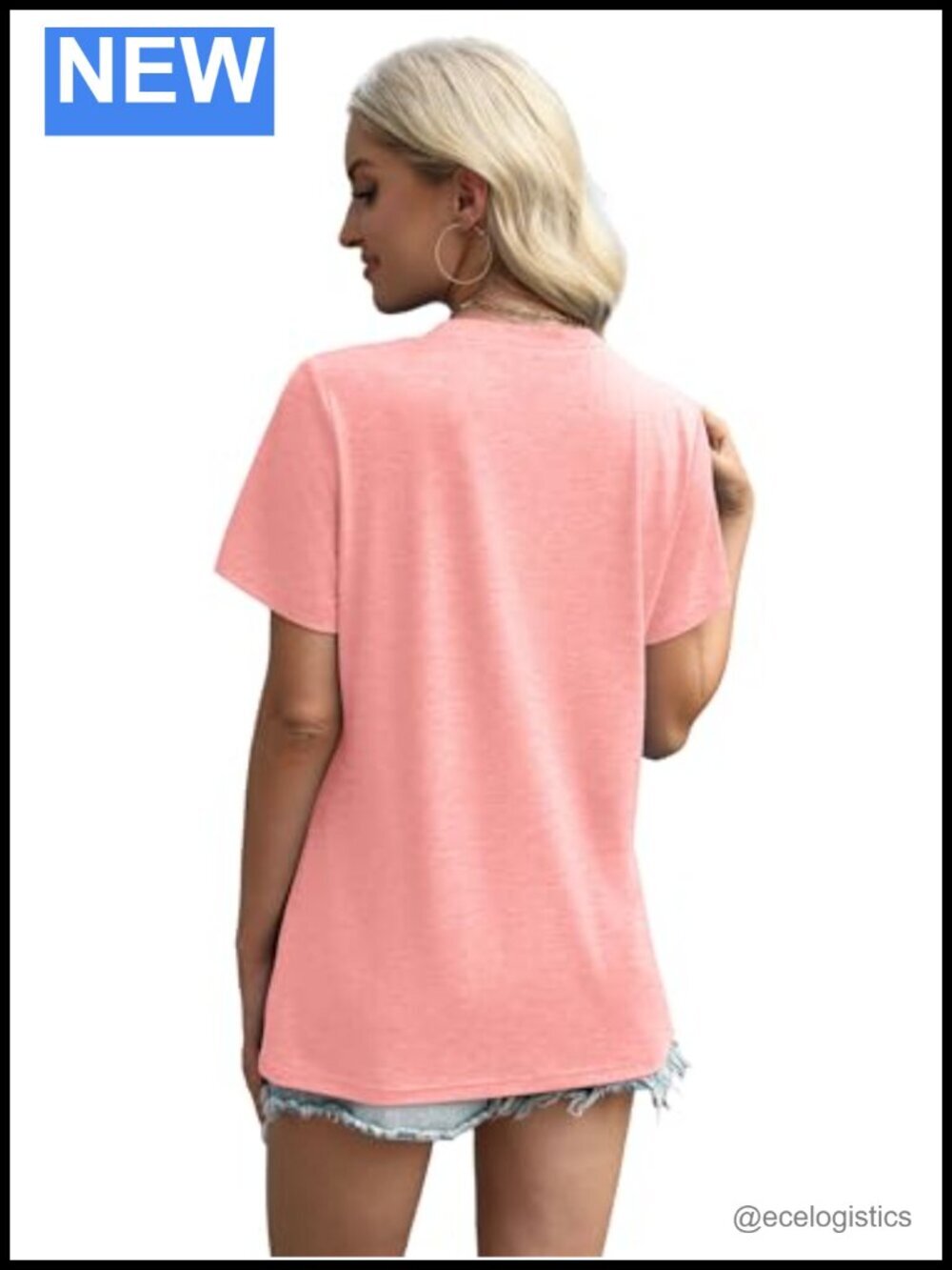 Pleated Crew Neck Short Sleeve Blouse Business Casual T-Shirt - Picture 4 of 6